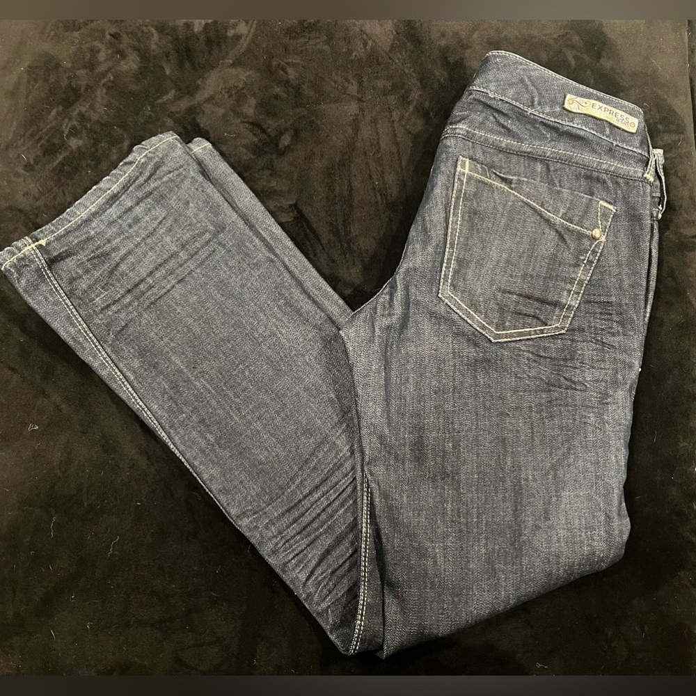 Express Zelda Barely Boot slim fit ultra low rise jean. Size 4 Short